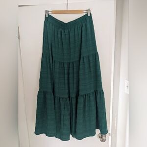 Green Tiered Maxi Skirt for Casual Wear